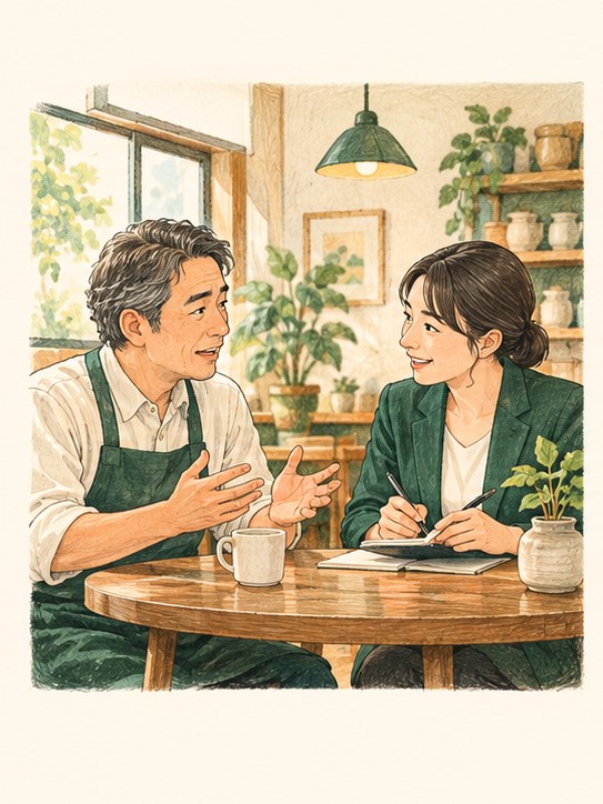 事業者が課題を相談するイラスト
