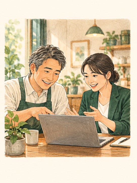 施策を実行し改善を相談するイラスト