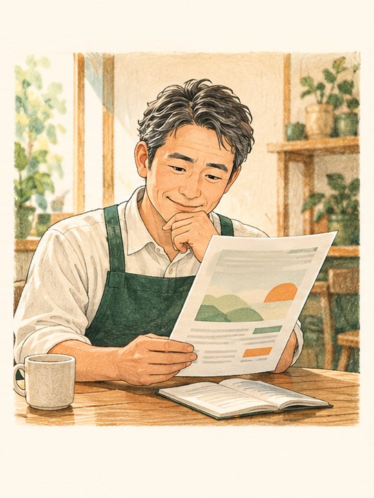 提案を見て利用を検討するイラスト